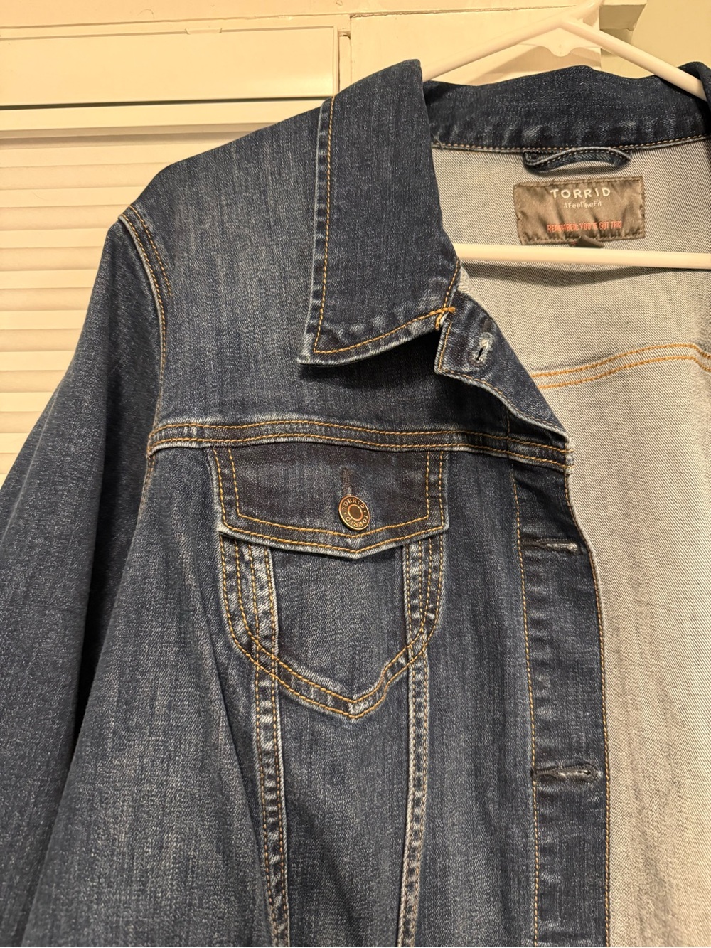 torrid Dark Blue Denim Jacket with Contrast Stitching - Picture 6 of 7